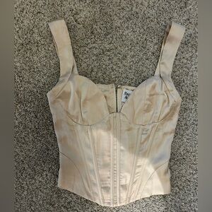 Princess Polly Satin Bustier Crop Top in Champagne